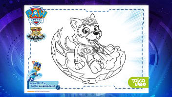 Tolle Ausmalbild-Vorlage zum Ausdrucken – Super-Everest von PAW Patrol Mighty Pups Super Paws