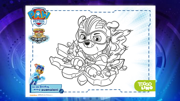 Tolle Ausmalbild-Vorlage zum Ausdrucken – Super-Rubble von PAW Patrol Mighty Pups Super Paws