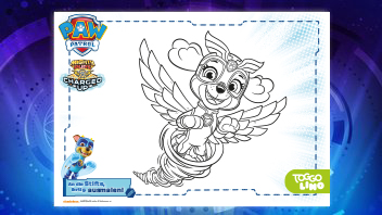 Tolle Ausmalbild-Vorlage zum Ausdrucken – Super-Skye von PAW Patrol Mighty Pups Super Paws