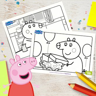 Niedliche Peppa Pig Motive zum Ausmalen für den Vatertag und Muttertag