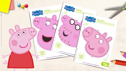Tolle Peppa Pig Masken von Schorsch, Mama und Papa Wutz