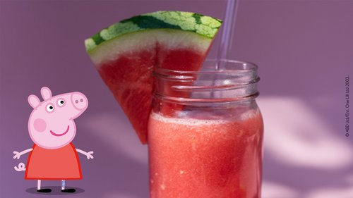 Ein Glas der fruchtigen Peppa Pig Wassermelonen-Limonade
