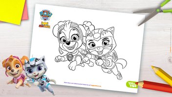 PAW Patrol Motiv zum Ausmalen – Skye mit Rory