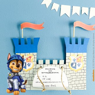 Kreative PAW Patrol Rescue Knights Ritterburg Einladungskarte