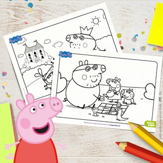 Zwei tolle Peppa Pig Bilder zum Ausmalen für den Vatertag