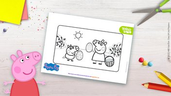 Vorlage eines Peppa Pig Ausmalbilds zu Ostern