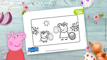 Vorlage eines Peppa Pig Ausmalbilds zu Ostern