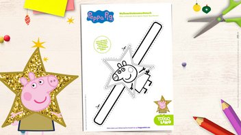 Peppa Pig Bastelvorlage für Baumschmuck zu Weihnachten