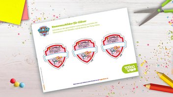 Rosa PAW Patrol Namensschilder zum Ausschneiden für den perfekten Motto-Geburtstag