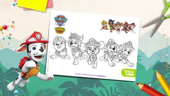 PAW Patrol Dino Rescue Ausmalbild – Gruppenbild