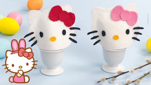 Niedliche Hello Kitty Eierwärmer für Ostern zum Selbermachen.