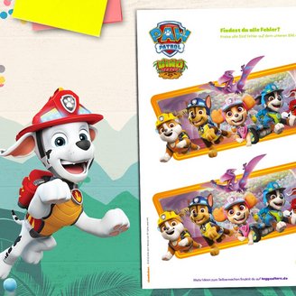 Findest du alle Fehler in den beiden Bildern? Das spannende PAW Patrol Dino Rescue Fehlersuchspiel