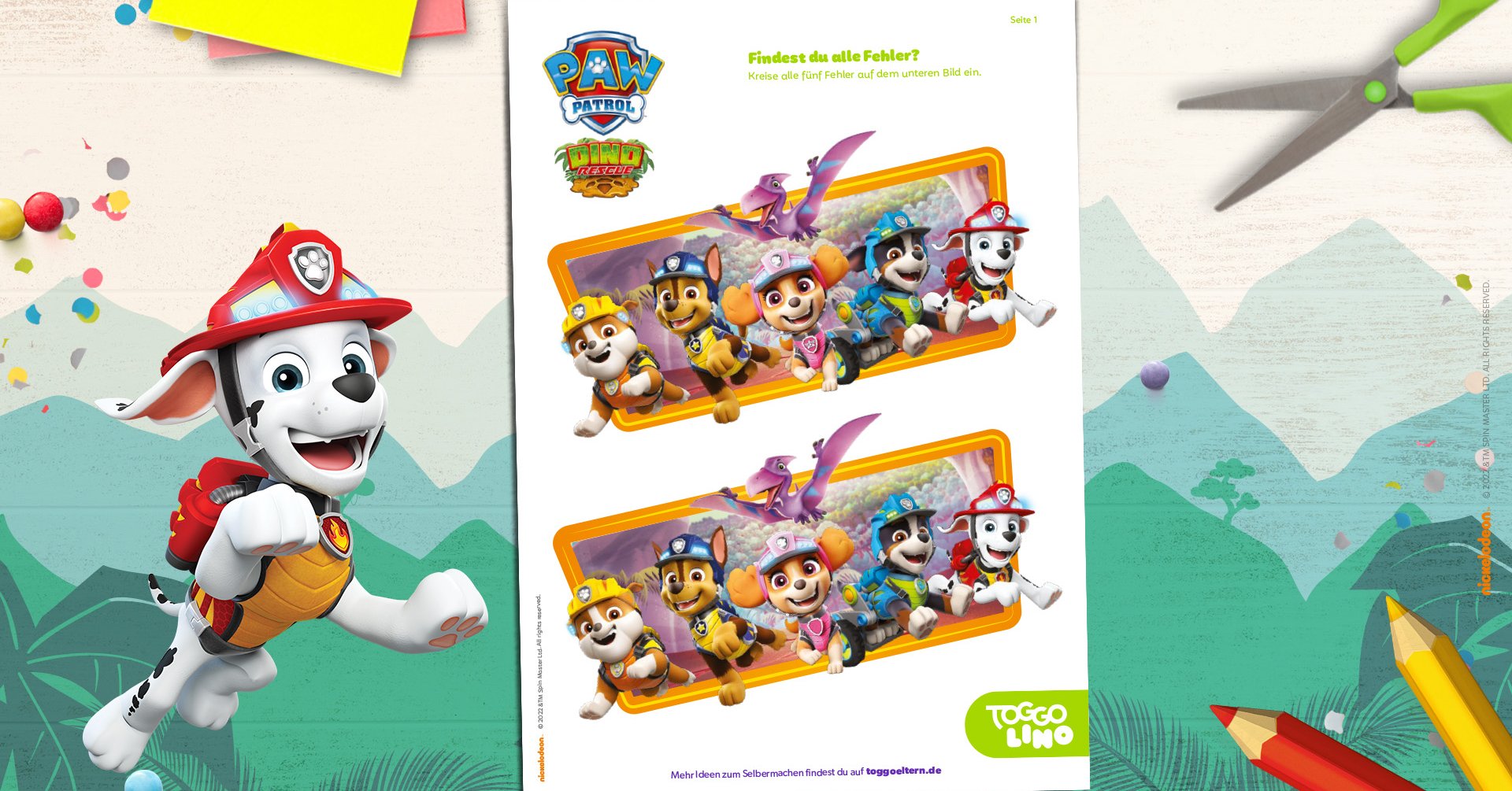 PAW Patrol Dino Rescue Rätsel ausdrucken TOGGO Eltern