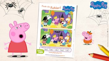 Finde die Fehler in beiden Bildern! Das gruselige Peppa Pig Halloween Fehlersuchspiel