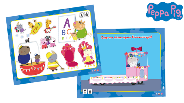 Bastelvorlage zum Selbstgestalten – der Peppa Pig Karnevalswagen