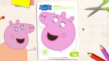 Die Peppa Pig Mama-Maske – unsere Bastelvorlage zum Ausschneiden