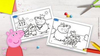 Zwei tolle Peppa Pig Bilder zum Ausmalen für den Vatertag