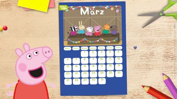 Der Peppa Pig Kalender zum Ausdrucken – März 2023