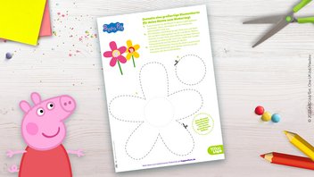 Süße Peppa Pig Blumenkarte zum Selbstgestalten für den Muttertag