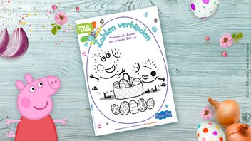 Peppa Pig „Malen nach Zahlen” Oster-Vorlage zum Ausdrucken