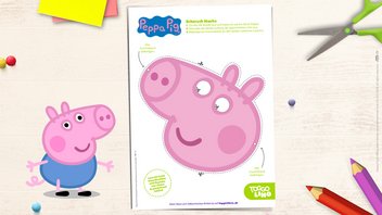 Die Peppa Pig Schorsch-Maske – unsere Bastelvorlage zum Ausschneiden