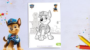 Ausmalbild-Vorlage von Chase zum PAW Patrol Kinofilm