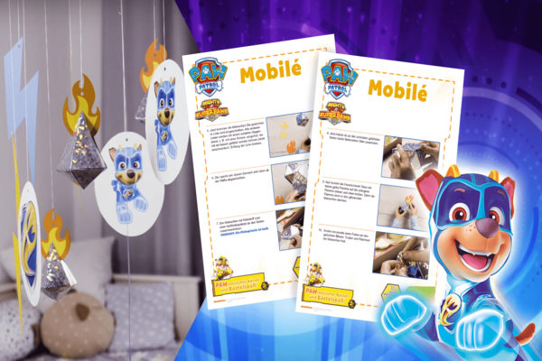 Auszüge aus unserer Bastelanleitung für das glitzernde PAW Patrol Mobilé