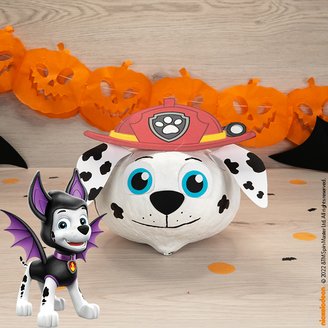 Selbstgestalteter PAW Patrol Marshall Kürbis zum Nachbasteln