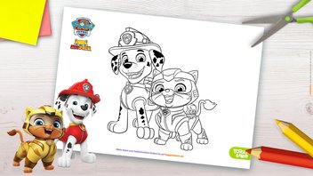 PAW Patrol Ausmalbild-Vorlage mit Marshall und Leo