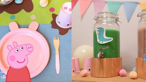 Peppa Pig Geburtstagsdekoration und ein leckerer Dinosaurier- und Teddy-Drink zum Nachmachen