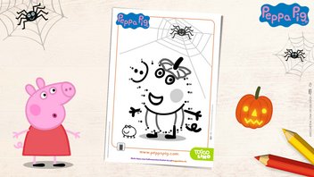 Gruselige Peppa Pig Halloween „Malen nach Zahlen” Bildvorlage zum Ausdrucken