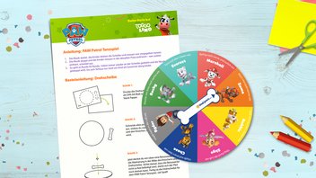 Die bunte Drehscheibe zu dem witzigen PAW Patrol Tanzspiel