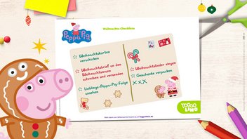 Die praktische Peppa Pig Weihnachts-Checkliste zum Ausdrucken und Ausfüllen