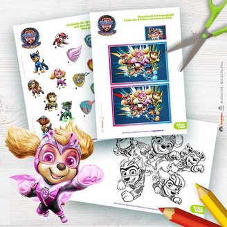 Einige Beispiele aus der Sammlung von Ausmalbildern und Rätseln zu „PAW Patrol: Der Mighty Kinofilm”