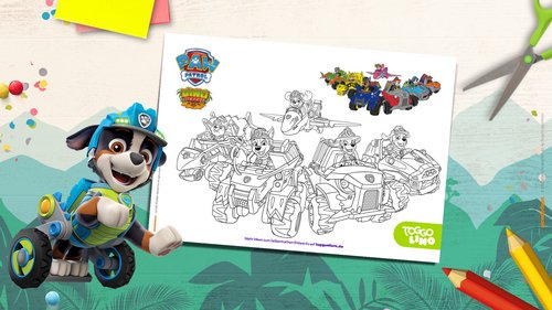 PAW Patrol Dino Rescue Grubbenbild – Vorlage zum Ausdrucken und Ausmalen