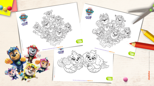 PAW Patrol Ausmalbilder mit den Aqua-Hunden als Motive.