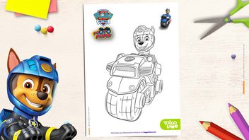PAW Patrol Moto Pups Ausmalbild zum Ausdrucken – Chase auf einem Motorrad