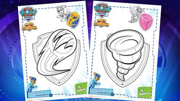 Ausmalbild für die Wappen der Super-Hunde von PAW Patrol Mighty Pups Super Paws