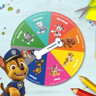 Die bunte Drehscheibe zu dem witzigen PAW Patrol Tanzspiel