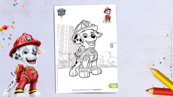 Ausmalbild-Vorlage von Marshall zum PAW Patrol Kinofilm