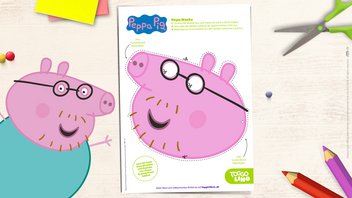 Die Peppa Pig Papa-Maske – unsere Bastelvorlage zum Ausschneiden